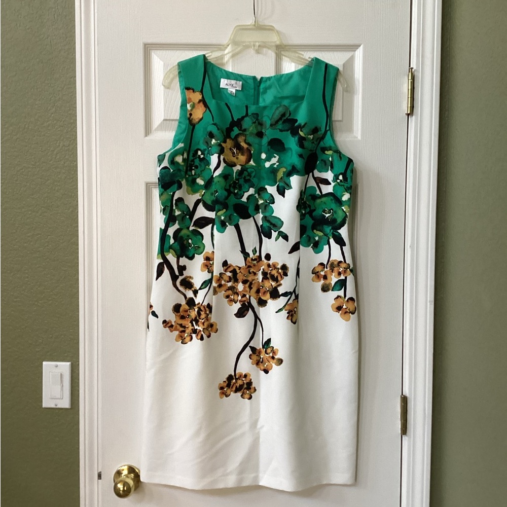 Floral Green and White Dress